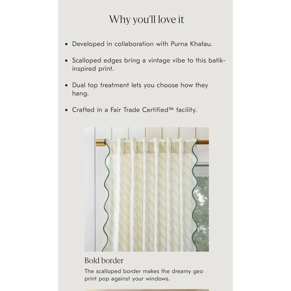 West Elm x Rhode Batik Scallop Edge Curtain 48x84